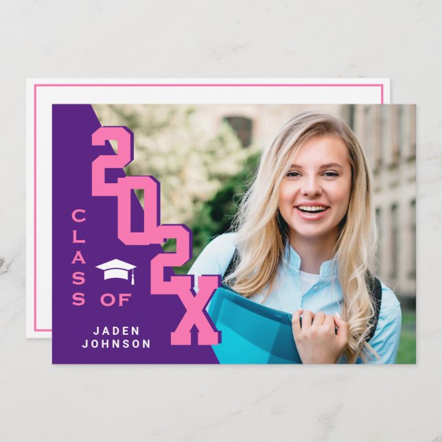 Modern Class of 2025 Grad PHOTO Graduation Party Invitation (Front/Back)