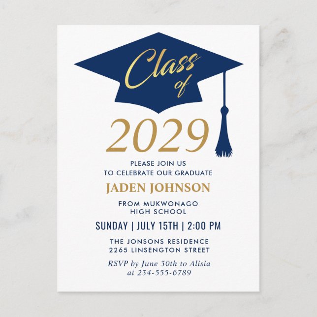 Modern Class of 2025 Graduation Party Invitation Postcard (Front)