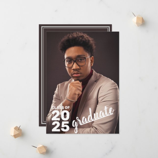 Modern Class of 2025 High School Graduation Photo Announcement (Front/Back In Situ)