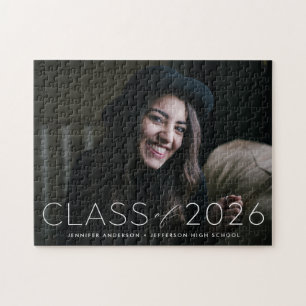 Modern Class of 2025 Overlay Photo Graduation Jigsaw Puzzle