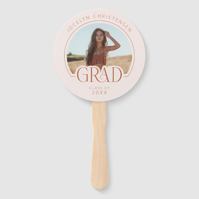Modern Class of 2025 Photo Grad Graduation Hand Fan (Front)