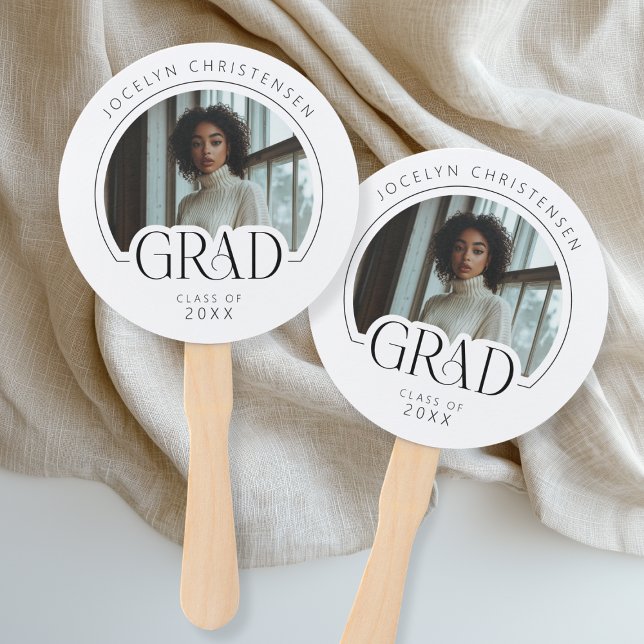 Modern Class of 2025 Photo Grad Graduation Hand Fan (Creator Uploaded)