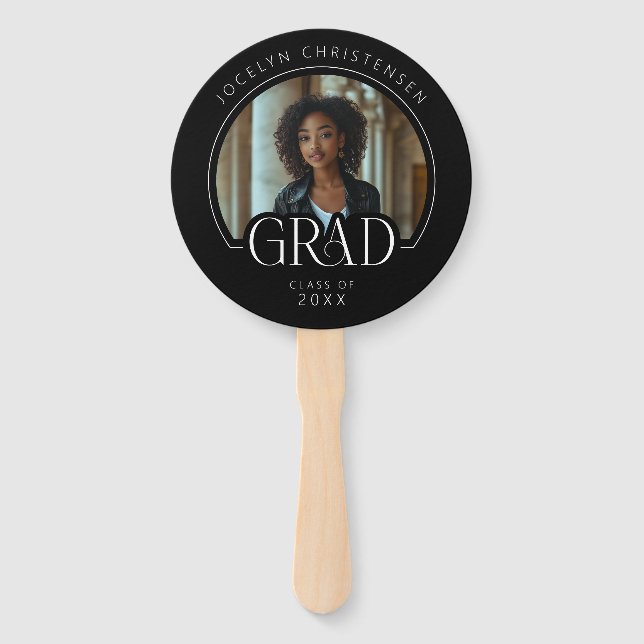 Modern Class of 2025 Photo Grad Graduation Hand Fan (Front)