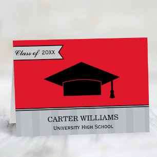 Modern Class of 2025 Red Custom Graduation Thank You Card