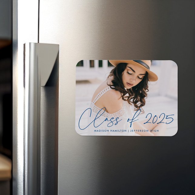 Modern Class of 2026 Blue Script Graduation Magnet (Creator Uploaded)