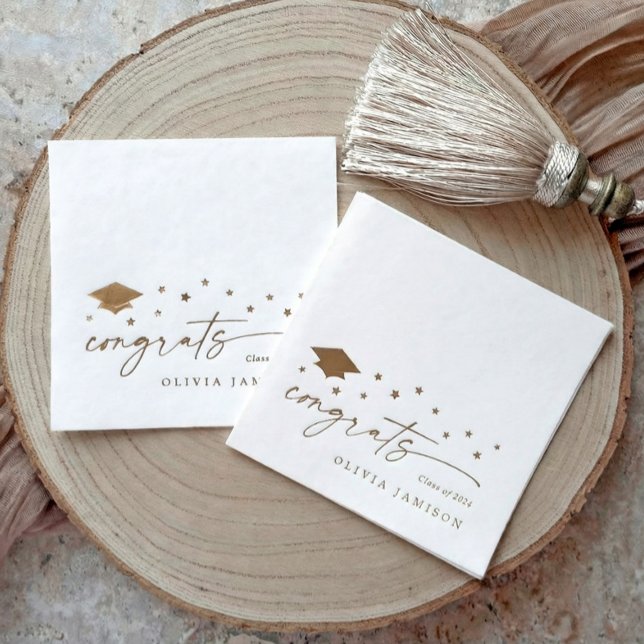 Modern Class of 2026 Congrats Graduation Party Foil Napkins (Elegant modern graduation napkins - congrats grad - Class of 2026)