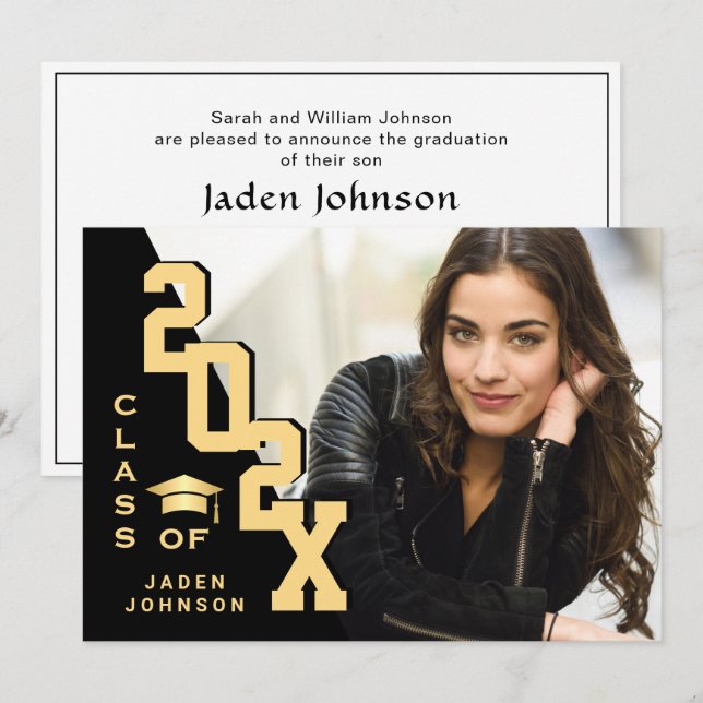 Modern Class of 2026 Grad PHOTO Graduation Party Invitation (Front/Back)