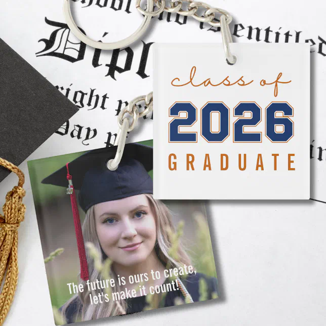 Modern Class of 2026 Graduation Keepsake Key Ring | Zazzle