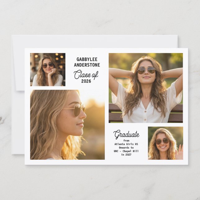 Modern Class of 2026 Multi Photo Graduation  Announcement (Front)
