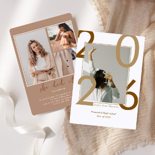 Modern Class of 2026 Photo Minimal Graduation Invitation