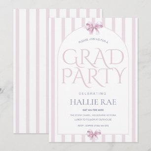 Modern Class of 2026 Pink Bow Graduation Party Invitation