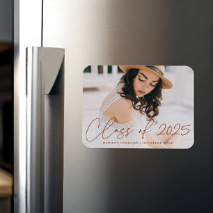 Modern Class of 2026 Terracotta Script Graduation Magnet