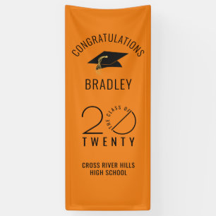 Modern CLASS OF 20XX Orange Graduation Door Banner
