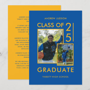 Modern Class Of 26 Blue 2 Photos Open House Invitation
