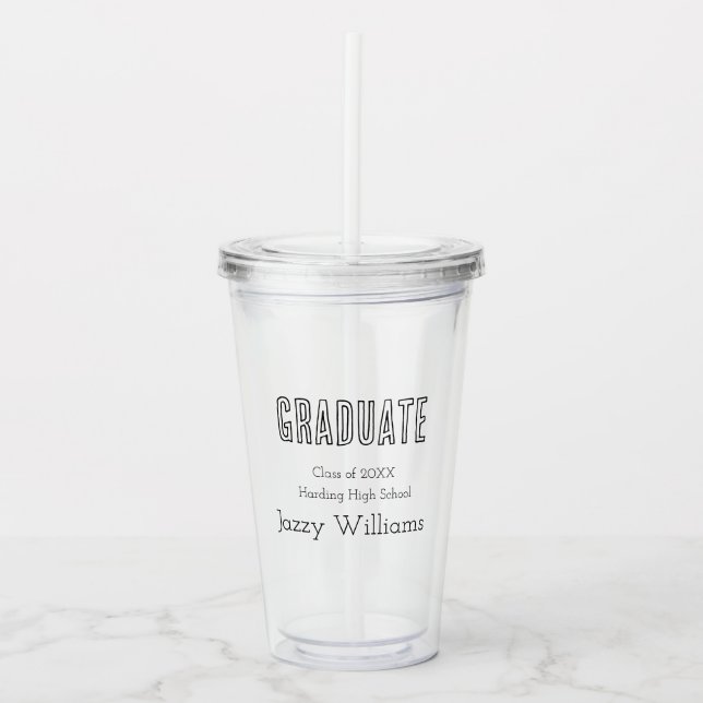 Modern Class of Grad Personalised Acrylic Tumbler (Front)
