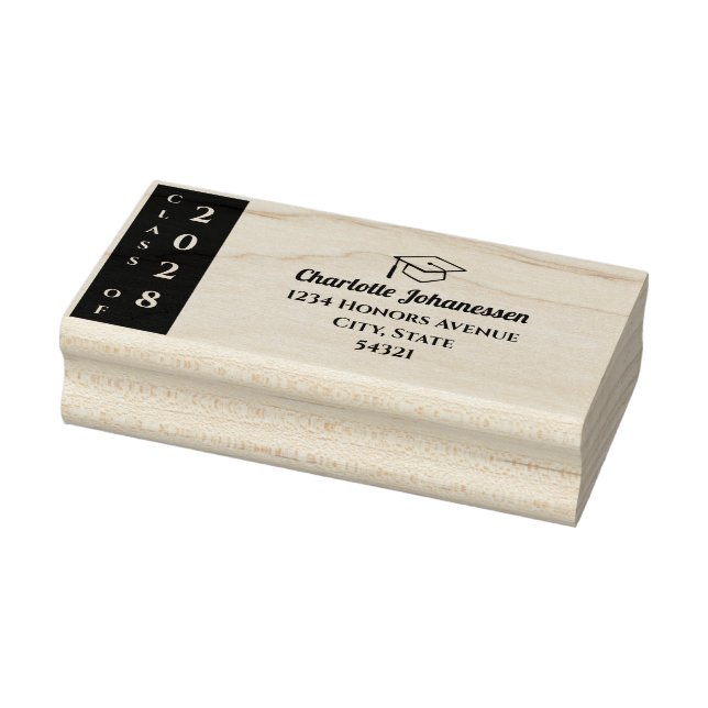 Modern Class of Graduation Mailing Address Rubber Stamp (Stamp)