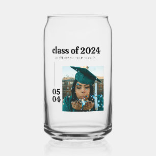 Modern Class of Name Grad Gift Can Glass