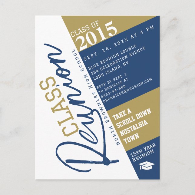 Modern Class Reunion Design Invitation Postcard (Front)
