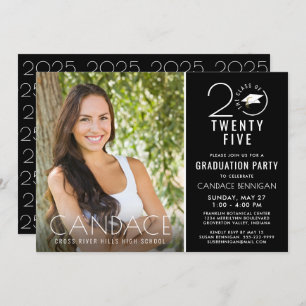 Modern Class Year Typography Photo Grad Cap Invitation