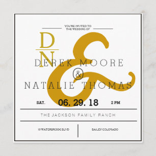 Modern & Classic Ampersands   Wedding Invitation