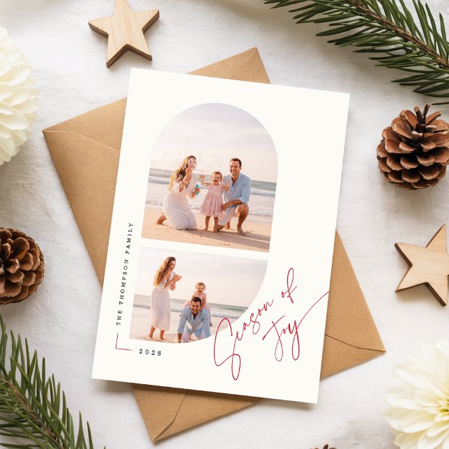 Modern Classic Arch Family Photo Christmas Holiday Postcard (Creator Uploaded)