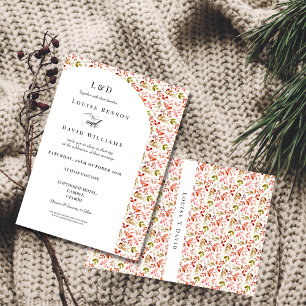 Modern Classic Autumn Floral Border Wedding  Invitation