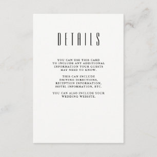 Modern Classic Black and White Guest Details Enclosure Card
