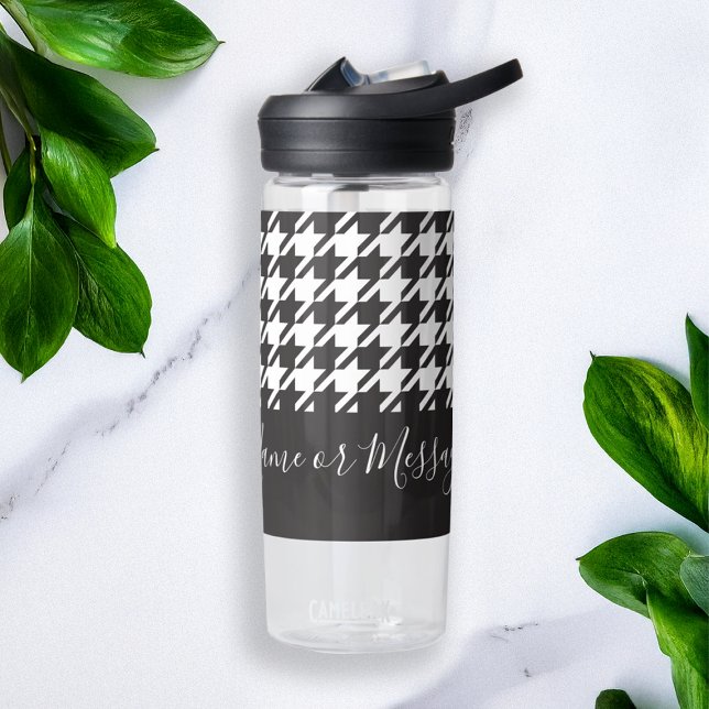 Modern Classic Black and White Houndstooth Water Bottle (Creator Uploaded)