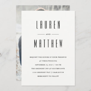 Modern Classic   Black and White Photo Wedding Invitation