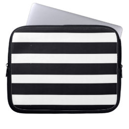 Modern Classic Black And White Striped Cool Chic Laptop Sleeve