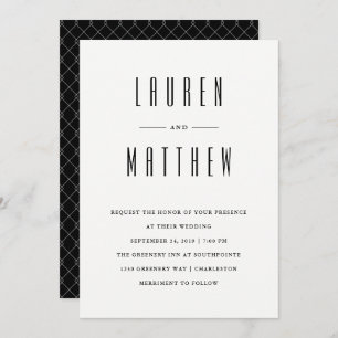 Modern Classic   Black and White Wedding Invitation