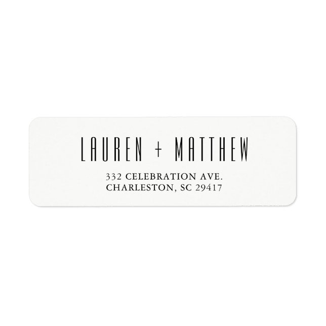 Modern Classic | Black and White Wedding Return Address Label (Front)