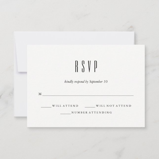 Modern Classic | Black and White Wedding RSVP Card (Front)