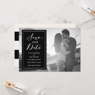 Modern Classic Black Box Plate Photo Save The Date Invitation