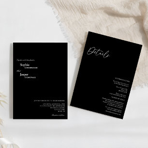 Modern Classic Black Details All In One Wedding Invitation