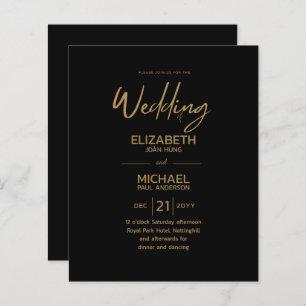 Modern Classic Black Gold Budget Wedding Invites