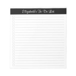 Modern Classic Black Grey One Column Checklist Notepad