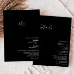 Modern Classic Black Monogram All In One Wedding Invitation<br><div class="desc">This modern classic black monogram all in one wedding invitation is perfect for your elegant modern wedding. This design features white simple calligraphy off set on a dark black background to match your classic traditional wedding or minimalist boho wedding in the spring, summer, fall, or winter. Please feel free to...</div>