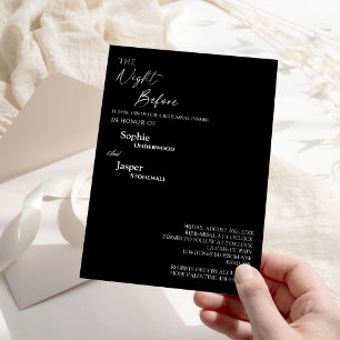 Modern Classic Black Night Before Rehearsal Dinner Invitation
