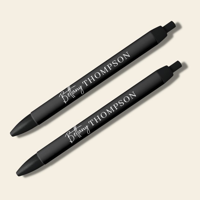 Modern Classic Black & Script Monogram Ink Pen (Creator Uploaded)
