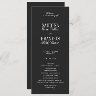 Modern Classic Black Wedding Ceremony Program