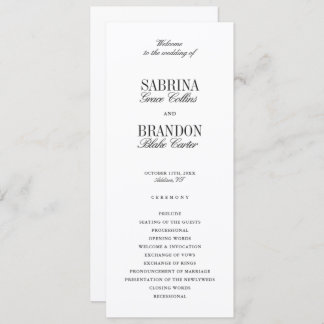 Modern Classic Black Wedding Ceremony Program