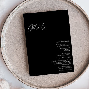 Modern Classic Black Wedding Details Enclosure Card