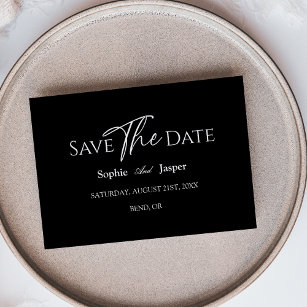 Modern Classic Black Wedding Flat Save The Date