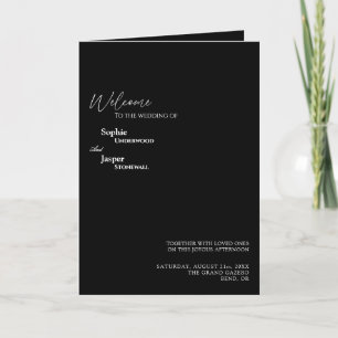 Modern Classic Black Wedding Folded Program