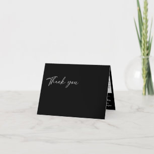 Modern Classic Black Wedding Folded Thank You Card