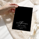 Modern Classic Black Wedding Save The Date Card<br><div class="desc">This modern classic black wedding save the date card is perfect for your elegant modern wedding. This design features white simple calligraphy off set on a dark black background to match your classic traditional wedding or minimalist boho wedding in the spring, summer, fall, or winter. Please feel free to reach...</div>
