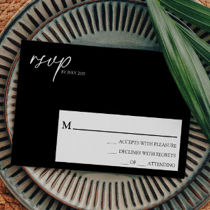 Modern Classic Black Wedding Simple RSVP Card