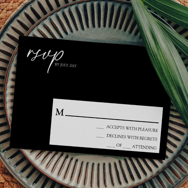 Modern Classic Black Wedding Simple RSVP Card (Creator Uploaded)