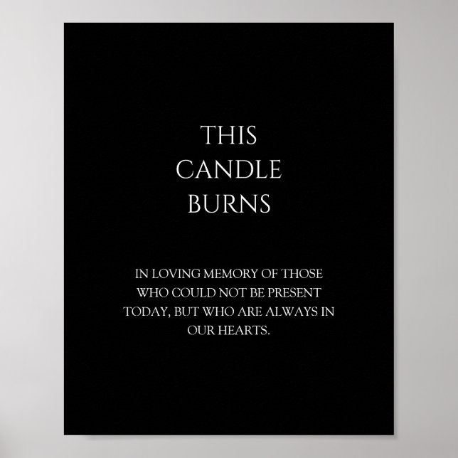 Modern Classic Black Wedding This Candle Burns Poster (Front)